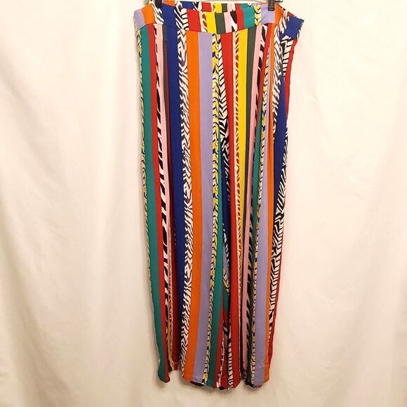 NWT ELOQUII Top & Pants Set Women's Size 16 Bright Multicolor Serenity Striped - Picture 8 of 15